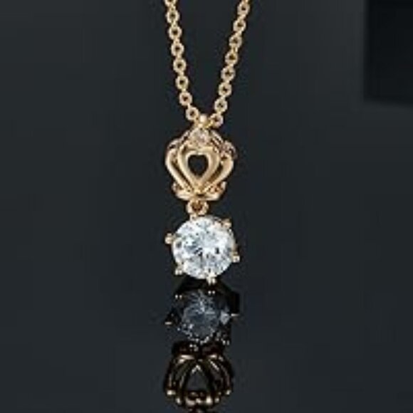 Neiman Marcus 18K Gold Plated Crown CZ Necklace - Picture 2 of 4